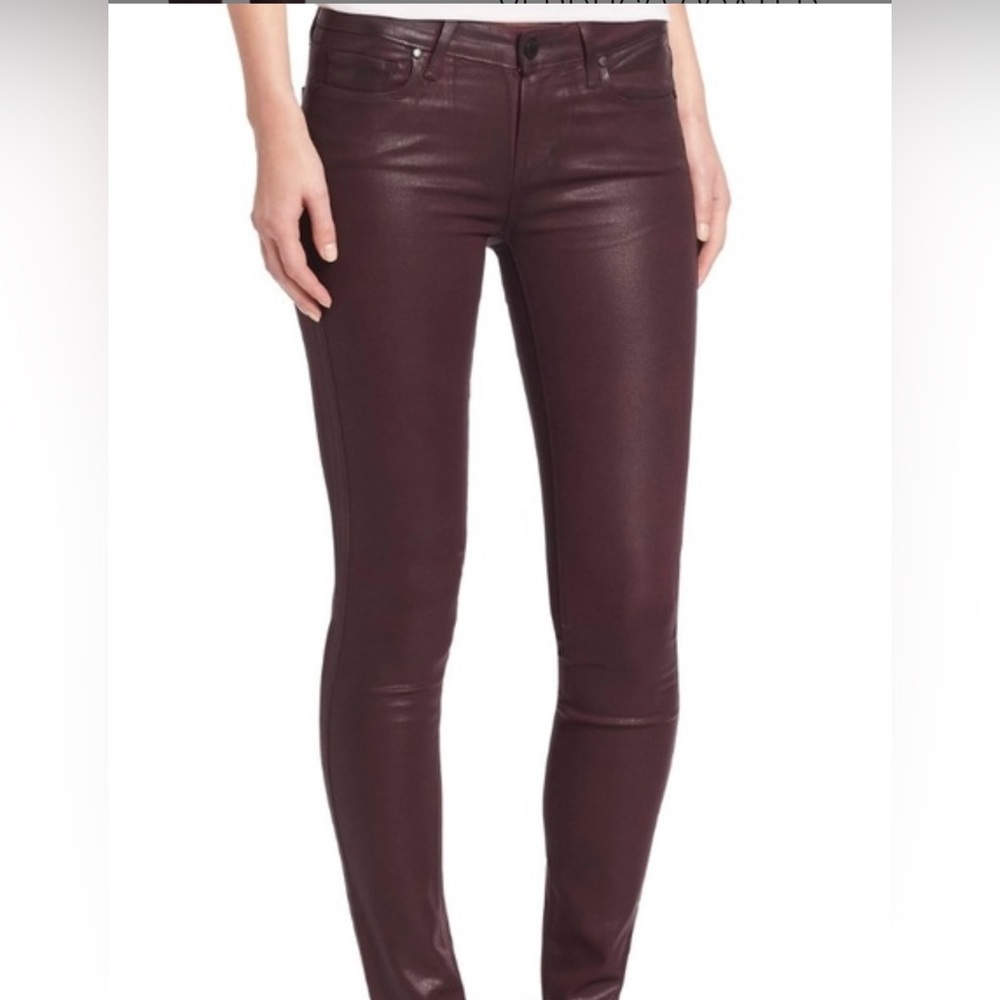 PAIGE DENIM VERDUGO COATED ULTRA SKINNY ANKLE JEANS SZ 30 velvet Plum